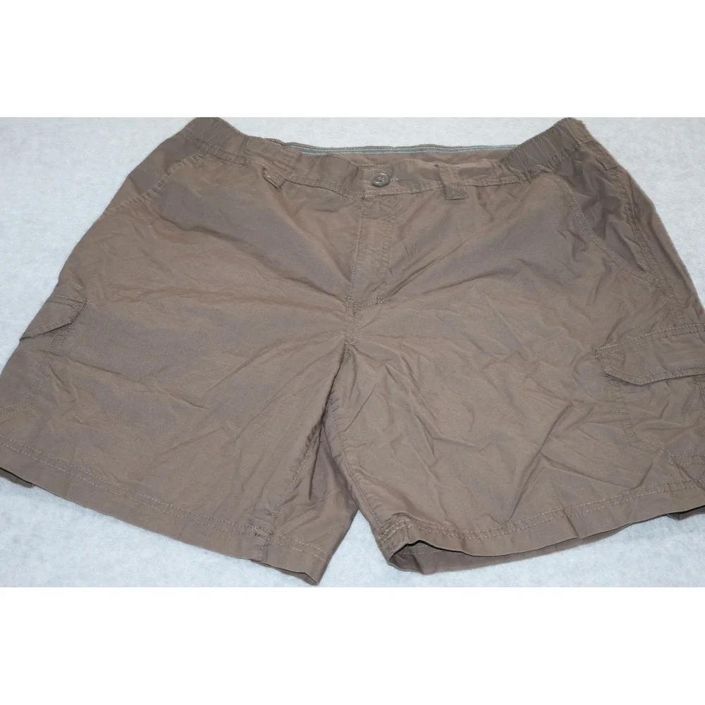 Columbia Cargo Shorts Men 38 Brown Cotton Elastic Waist Outdoor Casual 8